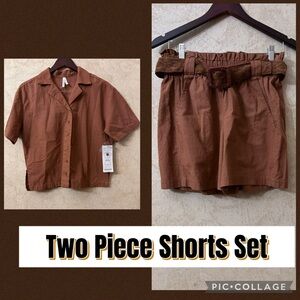 Deja Blu is Brown Two-Piece Shorts Set